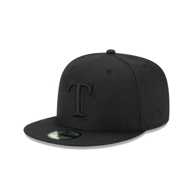 Texas Rangers Gorra | New Era MLB Black On Black 59fifty Fitted Cap Mexico - Negros